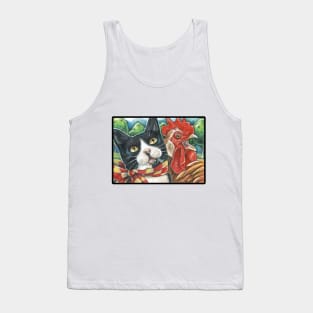 Cat and Chicken Song - Black Outlined Version Tank Top